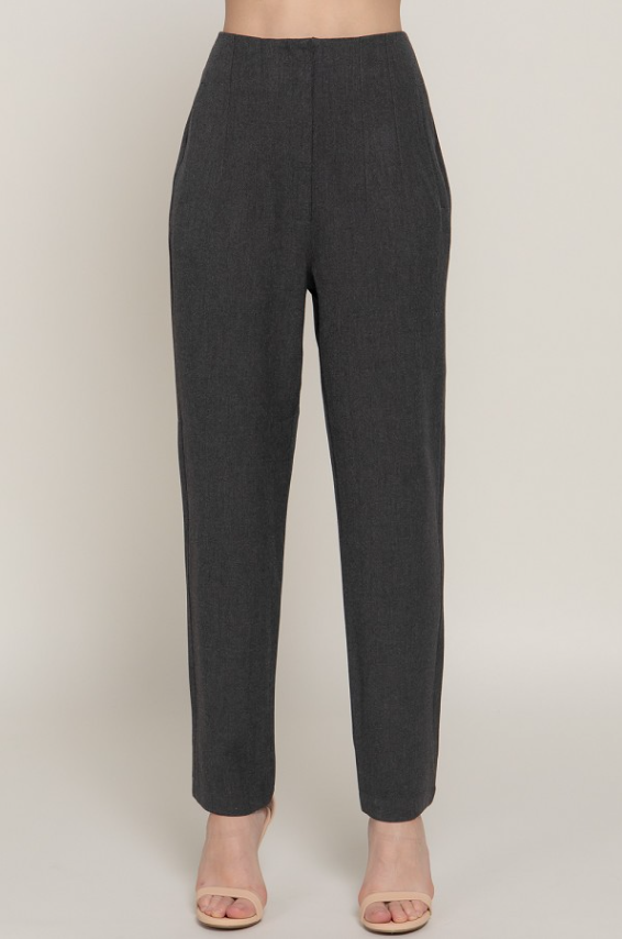 Pantalon long taille haute plissés