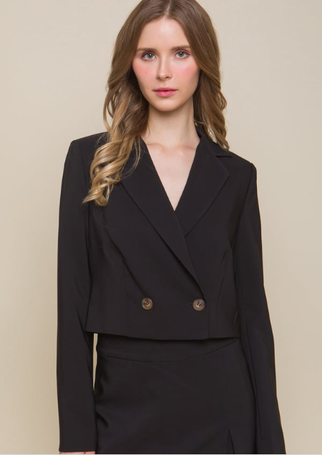 Blazer court à boutons
