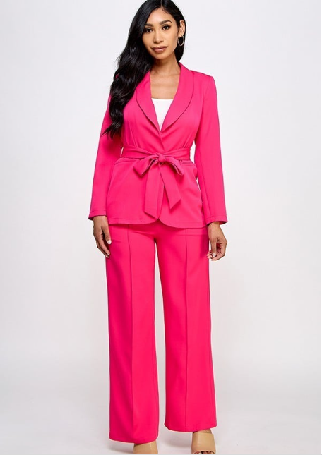 Blazer à Nouer à la taille avec pantalon large