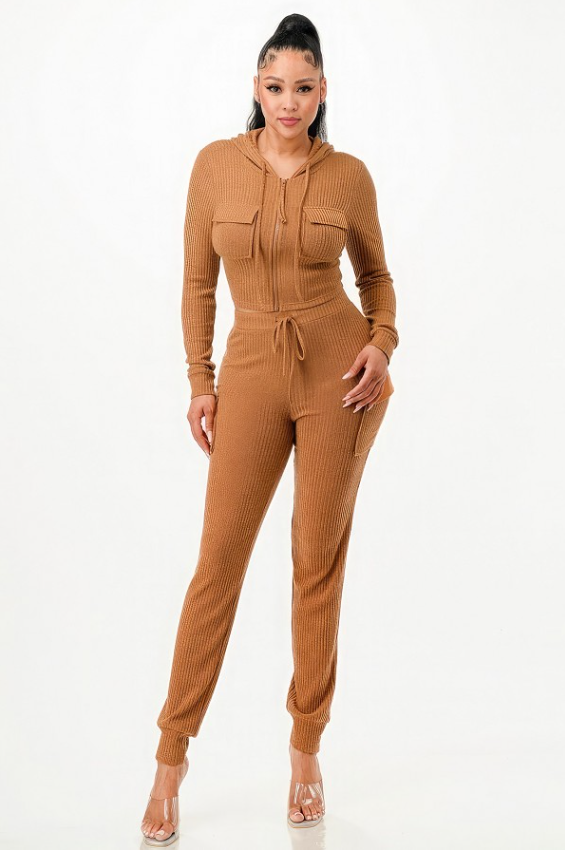 Ensemble sweat à capuche cargo