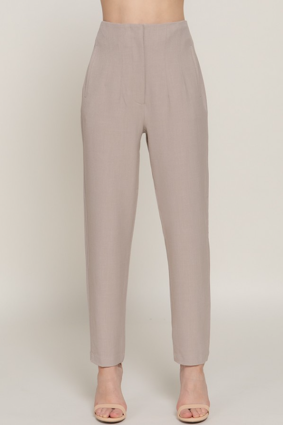 Pantalon long taille haute plissés