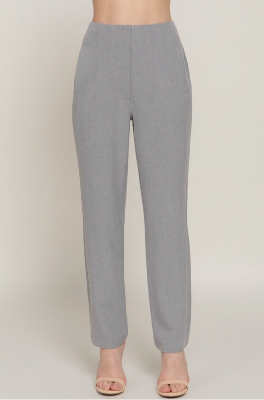 Pantalon long taille haute plissés